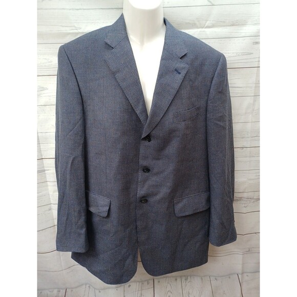 Sean John Tweed Blue Jacket Blazer Sz 41R Wool Silk Blue Brown - Picture 1 of 11